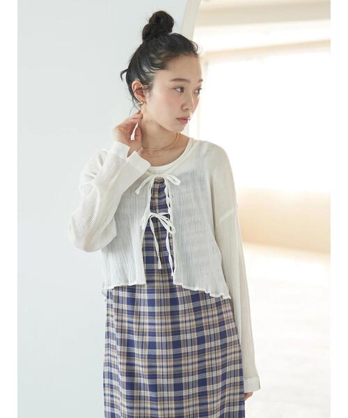 earth music&ecology（アースミュージックアンドエコロジー）の「SET2点クレープリボンブラウス+インナー（シャツ/ブラウス・レディース・イエロー/ホワイト/ブラック・FREE）」の18枚目の写真