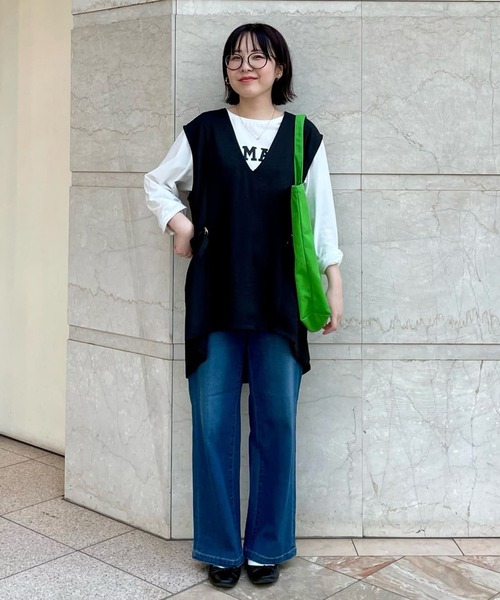 un dix cors（アンディコール）の「ツイードウエスト絞りベスト（ベスト・レディース・ベージュ/オレンジ/ブラック・FREE）」の4枚目の写真