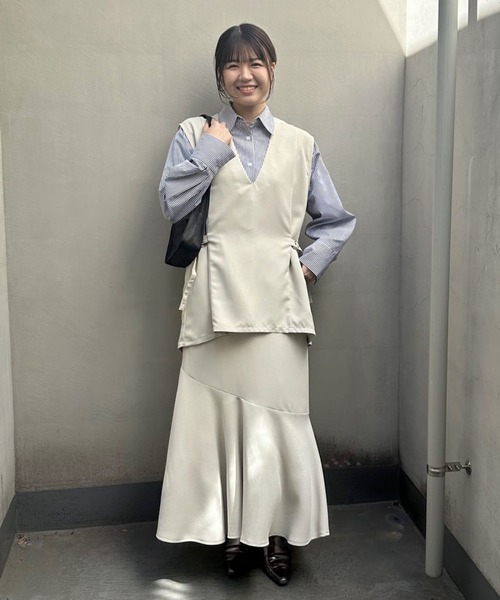 un dix cors（アンディコール）の「ツイードウエスト絞りベスト（ベスト・レディース・ベージュ/オレンジ/ブラック・FREE）」の5枚目の写真