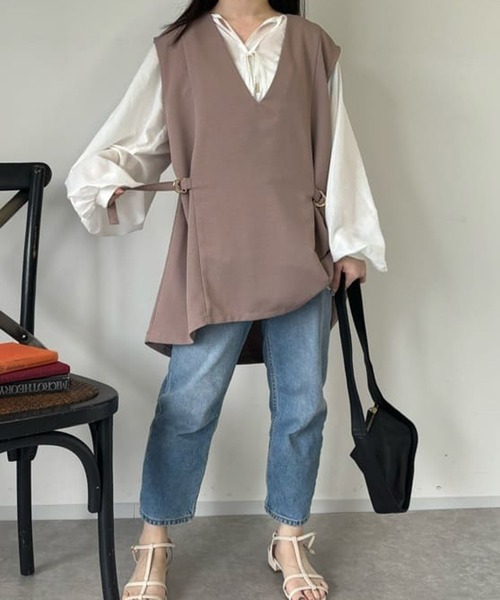 un dix cors（アンディコール）の「ツイードウエスト絞りベスト（ベスト・レディース・ベージュ/オレンジ/ブラック・FREE）」の15枚目の写真