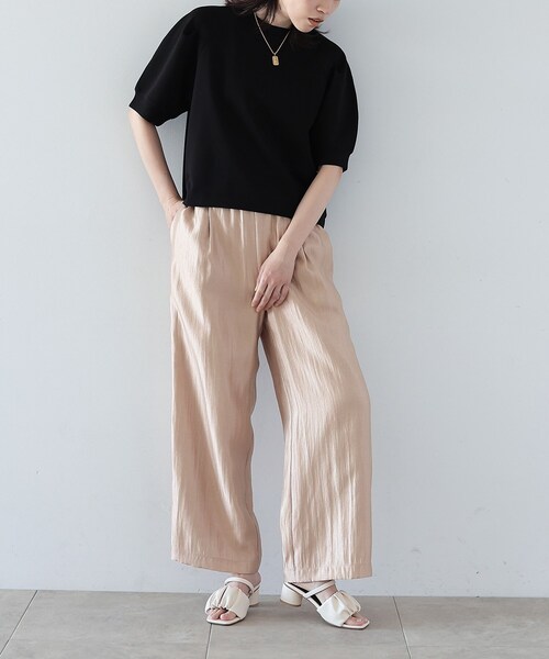 GALLEST（ギャレスト）の「◆シャインリラックスパンツ（その他パンツ・レディース・サンドベージュ/スミクロ/ライトベージュ・38/36）」の6枚目の写真