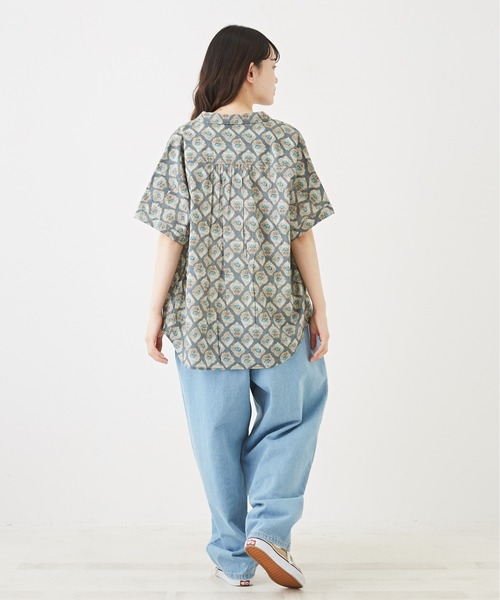 CUBE SUGAR（キューブシュガー）の「インドキャンブリック総柄ドルマンスリーブ半袖シャツ（シャツ/ブラウス・レディース・ブルー/ピンク/レッド/マルチ/チャコールグレー・M）」の12枚目の写真