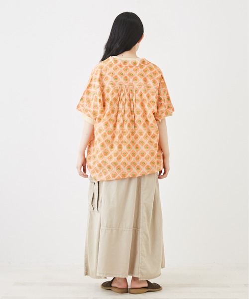 CUBE SUGAR（キューブシュガー）の「インドキャンブリック総柄ドルマンスリーブ半袖シャツ（シャツ/ブラウス・レディース・ブルー/ピンク/レッド/マルチ/チャコールグレー・M）」の15枚目の写真