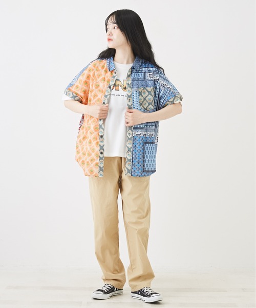 CUBE SUGAR（キューブシュガー）の「インドキャンブリック総柄ドルマンスリーブ半袖シャツ（シャツ/ブラウス・レディース・ブルー/ピンク/レッド/マルチ/チャコールグレー・M）」の16枚目の写真