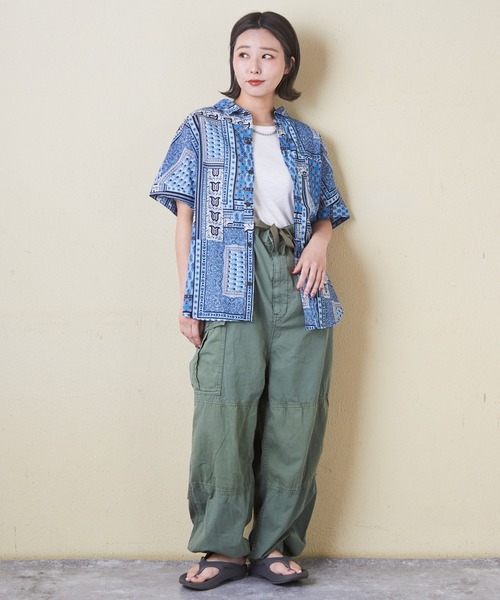 CUBE SUGAR（キューブシュガー）の「インドキャンブリック総柄ドルマンスリーブ半袖シャツ（シャツ/ブラウス・レディース・ブルー/ピンク/レッド/マルチ/チャコールグレー・M）」の6枚目の写真