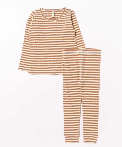 【セール】◆Quincy Mae◆RIBBED TEE AND LEGGING SET || CINNAMON STRIPE（その他ベビー用品）｜IO（イオ）（イオ）