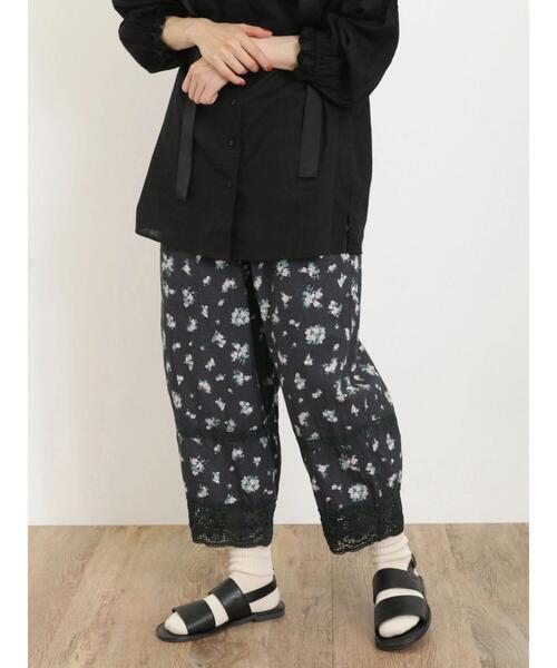 Samansa Mos2（サマンサ モスモス）の「綿麻花柄パッチワークパンツ（その他パンツ・レディース・キナリ/ベージュ/チャコールグレー・F）」の4枚目の写真