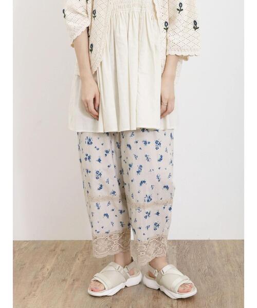 Samansa Mos2（サマンサ モスモス）の「綿麻花柄パッチワークパンツ（その他パンツ・レディース・キナリ/ベージュ/チャコールグレー・F）」の10枚目の写真