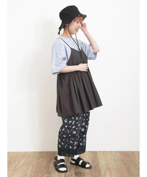 Samansa Mos2（サマンサ モスモス）の「綿麻花柄パッチワークパンツ（その他パンツ・レディース・キナリ/ベージュ/チャコールグレー・F）」の17枚目の写真