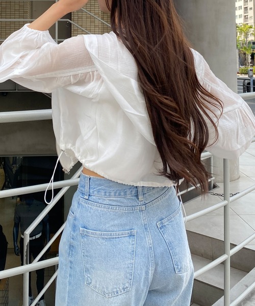 INGNI（イング）の「7分袖クロップドシアーマウンテンパーカー（マウンテンパーカー・レディース・アイボリー/ブラック/サックスブルー・M）」の7枚目の写真