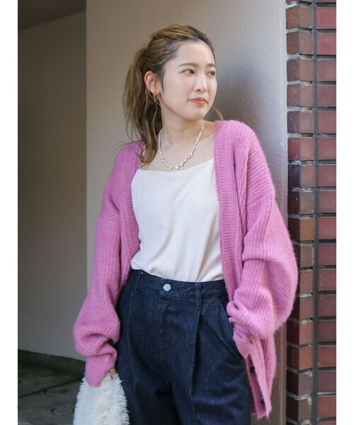 Ungrid(アングリッド)の「ミドル丈ニットカーデ(カーディガン/ボレロ・レディース・ピンク/ヘザーグレー/アイボリー・FREE)」の17枚目の写真