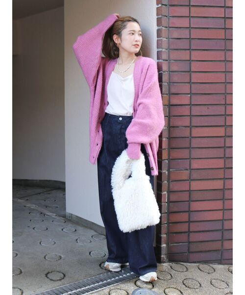 Ungrid(アングリッド)の「ミドル丈ニットカーデ(カーディガン/ボレロ・レディース・ピンク/ヘザーグレー/アイボリー・FREE)」の20枚目の写真