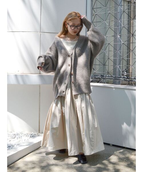 Ungrid（アングリッド）の「ミドル丈ニットカーデ（カーディガン/ボレロ・レディース・ピンク/ヘザーグレー/アイボリー・FREE）」の9枚目の写真