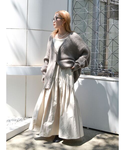 Ungrid（アングリッド）の「ミドル丈ニットカーデ（カーディガン/ボレロ・レディース・ピンク/ヘザーグレー/アイボリー・FREE）」の10枚目の写真