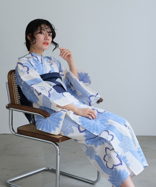 yulie（ユリエ）の「大人浴衣2点セット洗える 帯 兵児帯 女性 黒