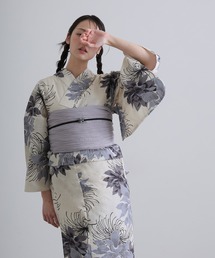 yulie（ユリエ）の「大人浴衣2点セット洗える 帯 兵児帯 女性 黒 選べる シック レトロ 上品 古典 モダン 花柄 牡丹（浴衣）」