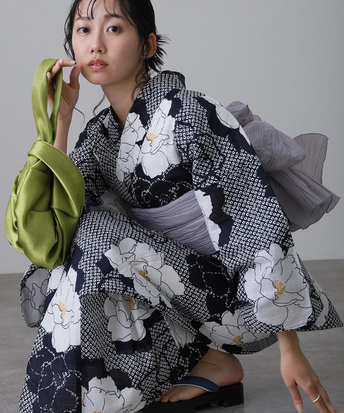 お任せ紫兵児帯つき◆高級綿変わり織り◆涼し古典のユリ浴衣◆大人ゆかた◆新品 セール】大人浴衣2点セット洗える 帯 兵児帯 女性 黒 選べる