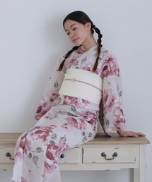 yulie（ユリエ）の「大人浴衣2点セット洗える 帯 兵児帯 女性 黒 選べる シック レトロ 上品 古典 モダン 花柄 牡丹（浴衣）」