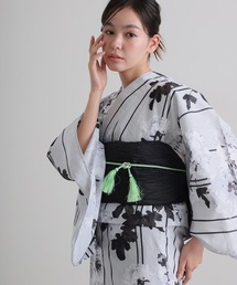 yulie（ユリエ）の「大人浴衣2点セット洗える 帯 兵児帯 女性 黒 選べる シック レトロ 上品 古典 モダン 花柄 牡丹（浴衣）」