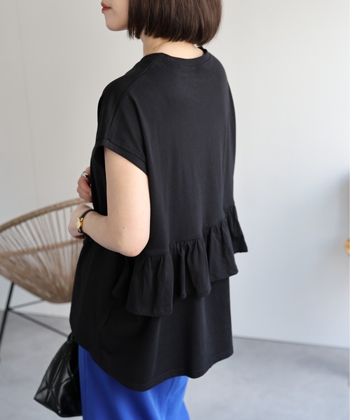 ap retro(アプレトロ)の「バックフリルTシャツ(Tシャツ/カットソー・レディース・オフホワイト/ブラック/ピンク・MEDIUM)」の20枚目の写真