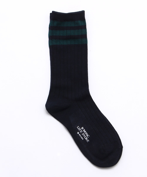 B:MING by BEAMS（ビーミングバイビームス）の「ビーミング by ビームス / WOMENS 3ラインソックス（ソックス/靴下・レディース・ホワイト/レッド系その他/グリーン/ネイビー・ONE SIZE）」の3枚目の写真