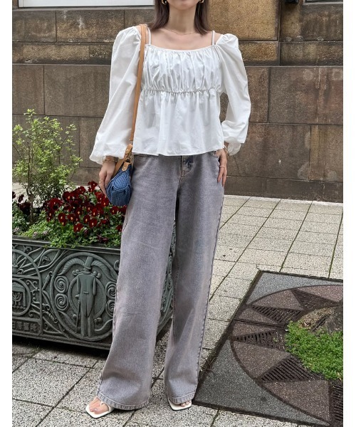 Re:EDIT（リエディ）の「[2024 SUMMER COLLECTION]ゴールドフラップデニムライクハンドバッグ（ショルダーバッグ・レディース・ブルー/ライトブルー・FREE）」の12枚目の写真