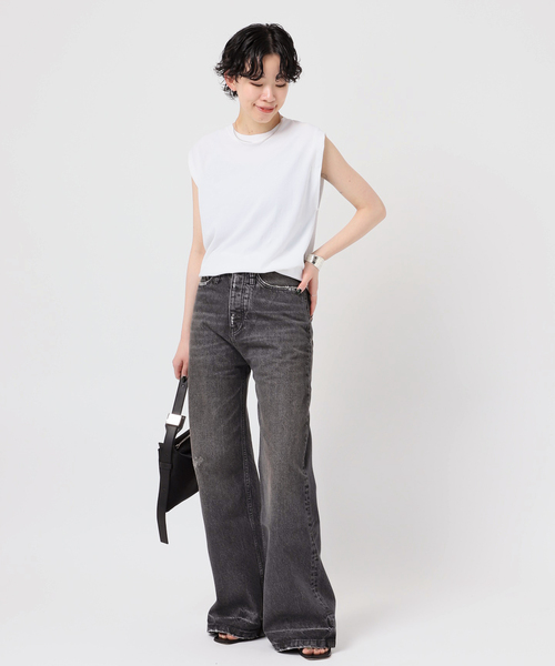 AP STUDIO（エーピーストゥディオ）の「プレーンノースリーブティ（Tシャツ/カットソー・レディース・ホワイト/ブラック・FREE）」の9枚目の写真