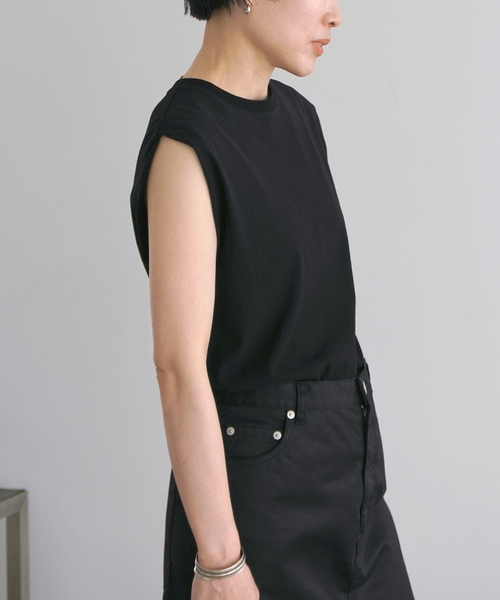 AP STUDIO（エーピーストゥディオ）の「プレーンノースリーブティ（Tシャツ/カットソー・レディース・ホワイト/ブラック・FREE）」の12枚目の写真