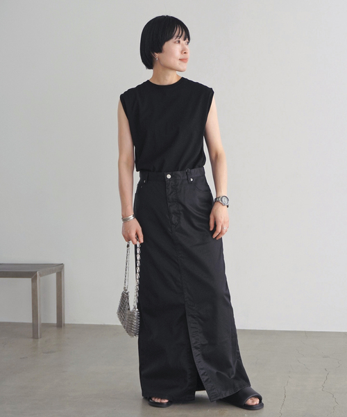 AP STUDIO（エーピーストゥディオ）の「プレーンノースリーブティ（Tシャツ/カットソー・レディース・ホワイト/ブラック・FREE）」の14枚目の写真