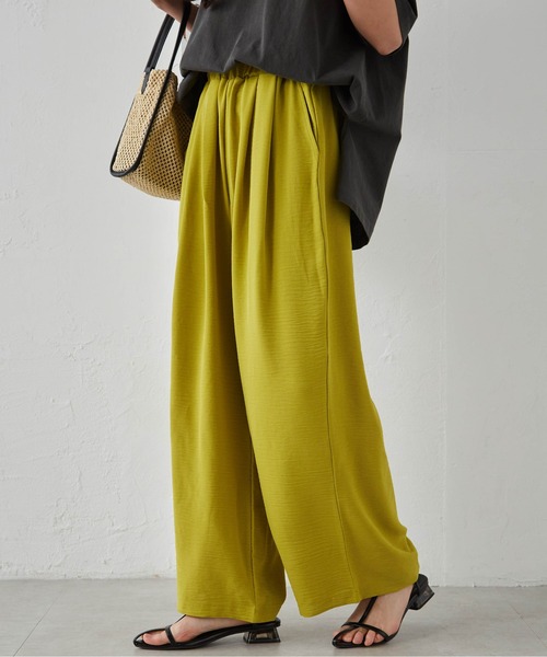 セール】夏に涼しい！冷感タックワイドイージーパンツ（その他