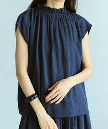 Libra Cue（リブラ キュー）の「クリンクルフレンチスリーブブラウス（シャツ/ブラウス）」