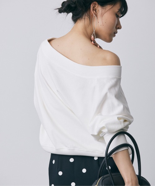 BABYLONE（バビロン）の「ボートクロップドカットソー（Tシャツ/カットソー・レディース・ライトグレー/ホワイト/サックスブルー・フリー）」の20枚目の写真