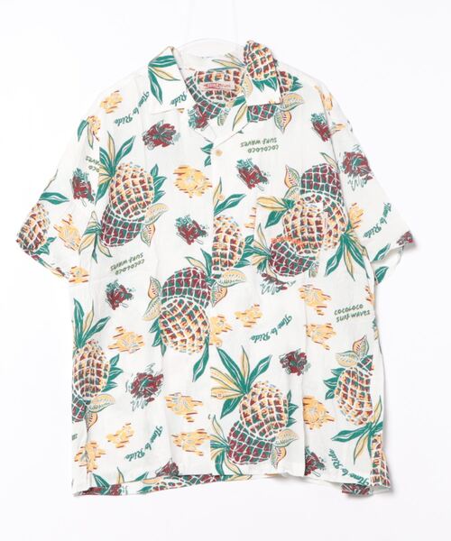 【Kahiko】SURF＆Palms フォンリーMEN'Sアロハシャツ（シャツ/ブラウス）｜Kahiko（カヒコ）