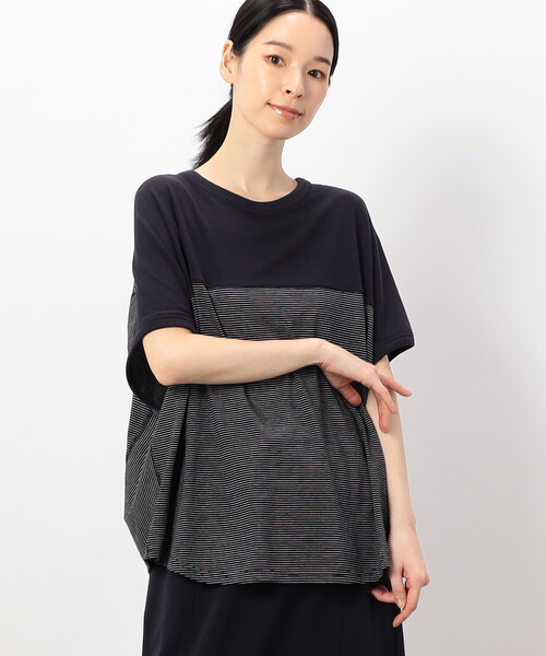 ONIGIRI(オニギリ)の「【 速乾 】前後2WAY ボーダープルオーバー/セットアップ対応(Tシャツ/カットソー・レディース・ネイビー/ブラウン/ベージュ・FREE)」の3枚目の写真