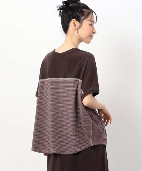 ONIGIRI(オニギリ)の「【 速乾 】前後2WAY ボーダープルオーバー/セットアップ対応(Tシャツ/カットソー・レディース・ネイビー/ブラウン/ベージュ・FREE)」の2枚目の写真