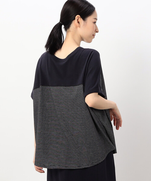 ONIGIRI(オニギリ)の「【 速乾 】前後2WAY ボーダープルオーバー/セットアップ対応(Tシャツ/カットソー・レディース・ネイビー/ブラウン/ベージュ・FREE)」の6枚目の写真