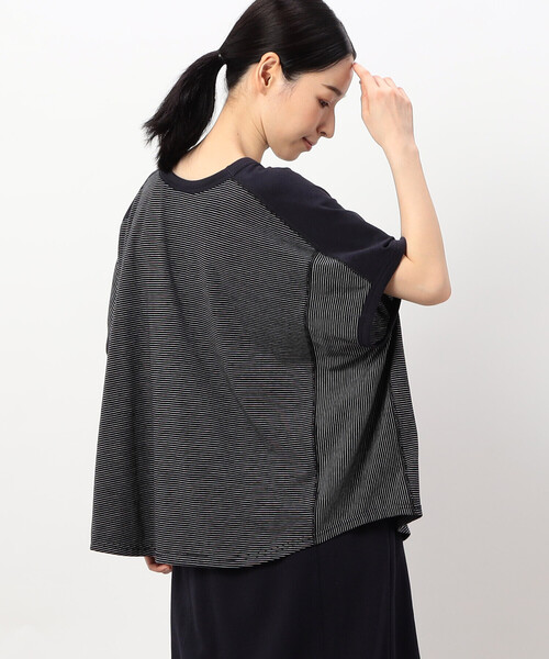 ONIGIRI(オニギリ)の「【 速乾 】前後2WAY ボーダープルオーバー/セットアップ対応(Tシャツ/カットソー・レディース・ネイビー/ブラウン/ベージュ・FREE)」の7枚目の写真