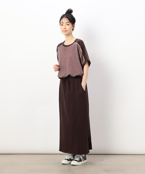 ONIGIRI(オニギリ)の「【 速乾 】前後2WAY ボーダープルオーバー/セットアップ対応(Tシャツ/カットソー・レディース・ネイビー/ブラウン/ベージュ・FREE)」の8枚目の写真