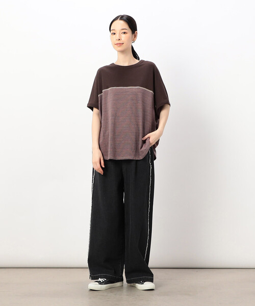 ONIGIRI(オニギリ)の「【 速乾 】前後2WAY ボーダープルオーバー/セットアップ対応(Tシャツ/カットソー・レディース・ネイビー/ブラウン/ベージュ・FREE)」の10枚目の写真