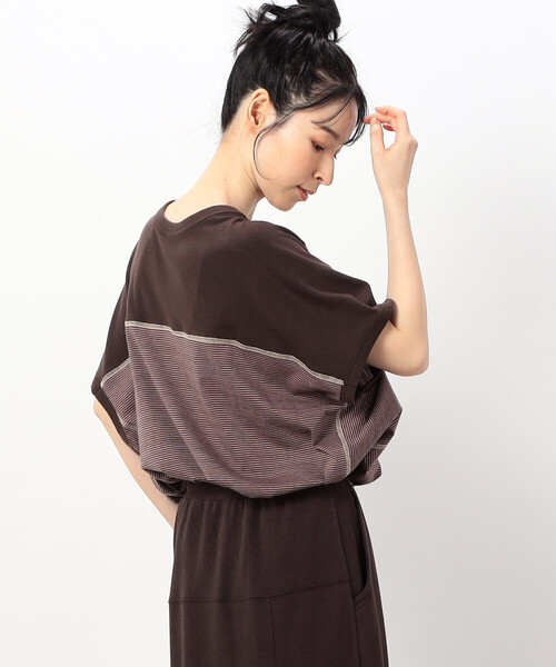 ONIGIRI(オニギリ)の「【 速乾 】前後2WAY ボーダープルオーバー/セットアップ対応(Tシャツ/カットソー・レディース・ネイビー/ブラウン/ベージュ・FREE)」の11枚目の写真