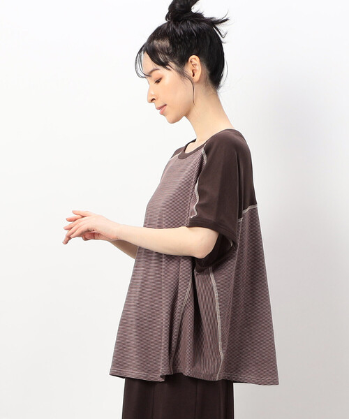 ONIGIRI(オニギリ)の「【 速乾 】前後2WAY ボーダープルオーバー/セットアップ対応(Tシャツ/カットソー・レディース・ネイビー/ブラウン/ベージュ・FREE)」の12枚目の写真