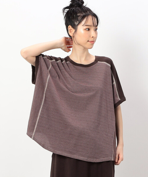 ONIGIRI(オニギリ)の「【 速乾 】前後2WAY ボーダープルオーバー/セットアップ対応(Tシャツ/カットソー・レディース・ネイビー/ブラウン/ベージュ・FREE)」の13枚目の写真