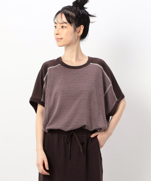 ONIGIRI(オニギリ)の「【 速乾 】前後2WAY ボーダープルオーバー/セットアップ対応(Tシャツ/カットソー・レディース・ネイビー/ブラウン/ベージュ・FREE)」の14枚目の写真