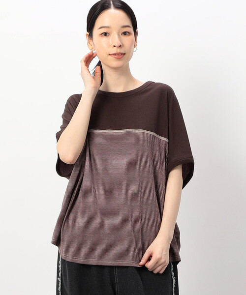 ONIGIRI(オニギリ)の「【 速乾 】前後2WAY ボーダープルオーバー/セットアップ対応(Tシャツ/カットソー・レディース・ネイビー/ブラウン/ベージュ・FREE)」の15枚目の写真