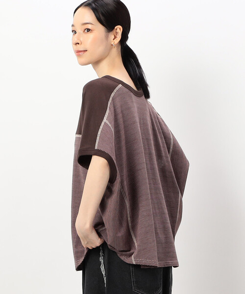 ONIGIRI(オニギリ)の「【 速乾 】前後2WAY ボーダープルオーバー/セットアップ対応(Tシャツ/カットソー・レディース・ネイビー/ブラウン/ベージュ・FREE)」の16枚目の写真