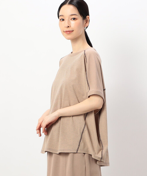ONIGIRI(オニギリ)の「【 速乾 】前後2WAY ボーダープルオーバー/セットアップ対応(Tシャツ/カットソー・レディース・ネイビー/ブラウン/ベージュ・FREE)」の20枚目の写真