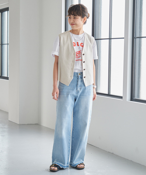 Spick & Span（スピックアンドスパン）の「Asian Graphic TEE（Tシャツ/カットソー・レディース・ホワイト/グリーン/ベージュ・FREE）」の4枚目の写真