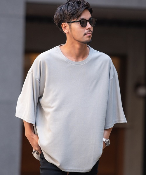 SILVER BULLET(シルバーバレット)の「『CavariA/キャバリア』クルーネック オーバーサイズTEE 半袖(Tシャツ/カットソー・メンズ・ミント/ブルー/グレー/ベージュ/ブラック/ホワイト・L/M)」の3枚目の写真