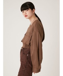LILY BROWN クロップドブルゾン ネイビー LILY BROWN（リリーブラウン）の「フロントポケットクロップド