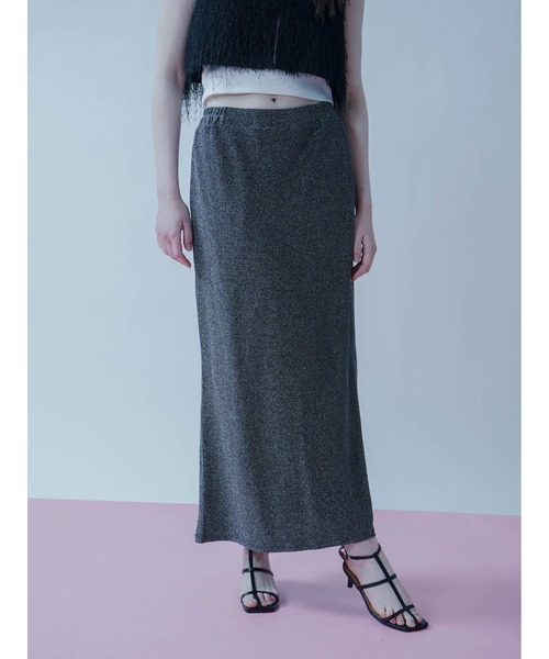 :ETHROF(イーサオブ)の「GLITTER KNIT SKIRT(スカート・レディース・シルバー・MEDIUM)」の4枚目の写真